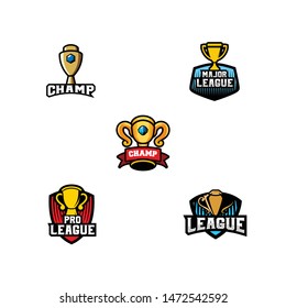 Trophy Logo, Cup Badge Logo Design Vector