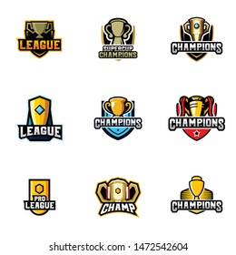 Trophy Logo, Cup Badge Logo Design Vector