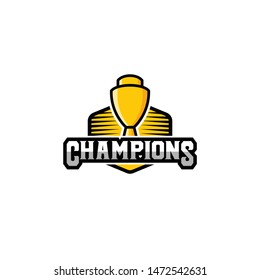 Trophy Logo, Cup Badge Logo Design Vector