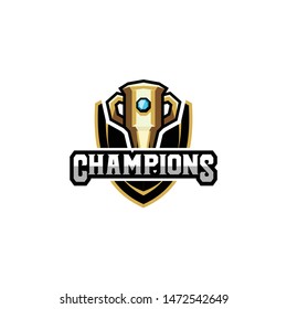 Trophy Logo, Cup Badge Logo Design Vector