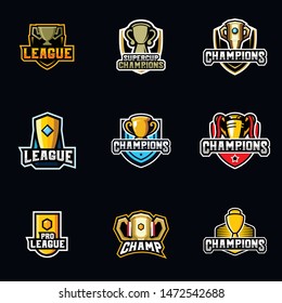 Trophy Logo, Cup Badge Logo Design Vector