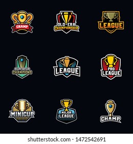 Trophy Logo, Cup Badge Logo Design Vector
