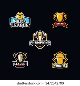 Trophy Logo, Cup Badge Logo Design Vector