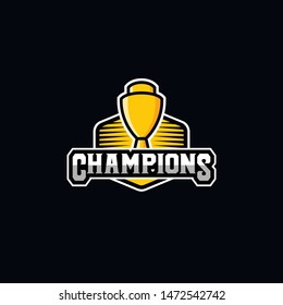 Trophy Logo, Cup Badge Logo Design Vector