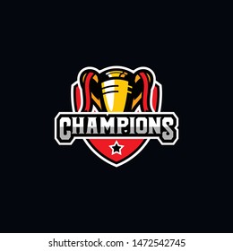 Trophy Logo, Cup Badge Logo Design Vector
