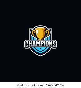 Trophy Logo, Cup Badge Logo Design Vector