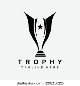 Trophy Logo Design, Award Winner Championship Trophy Vector, Success Brand