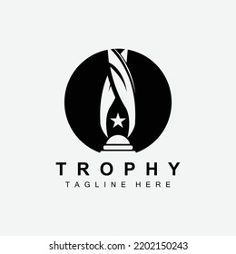 Trophy Logo Design, Award Winner Championship Trophy Vector, Success Brand