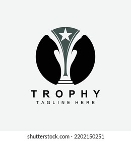 Trophy Logo Design, Award Winner Championship Trophy Vector, Success Brand