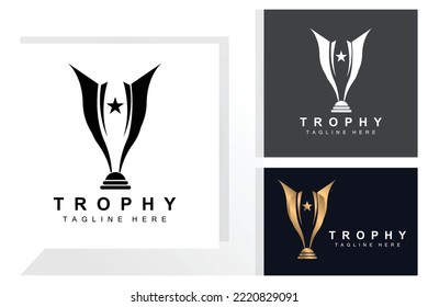 Diseño del logotipo del trofeo, Vector del trofeo del campeonato ganador del premio, marca de éxito
