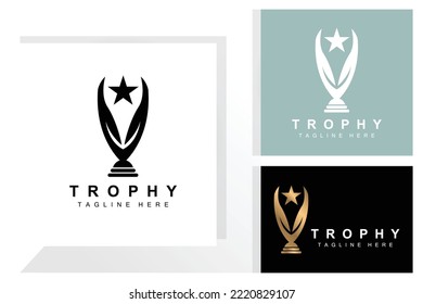 Diseño del logotipo del trofeo, Vector del trofeo del campeonato ganador del premio, marca de éxito