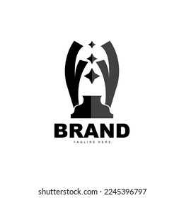 Trophy Logo Design, Award Winner Championship Trophy Vector, Success Brand