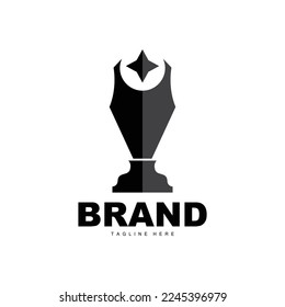 Trophy Logo Design, Award Winner Championship Trophy Vector, Success Brand