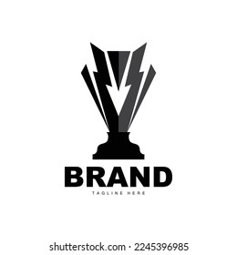 Trophy Logo Design, Award Winner Championship Trophy Vector, Success Brand