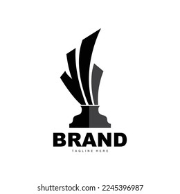 Trophy Logo Design, Award Winner Championship Trophy Vector, Success Brand