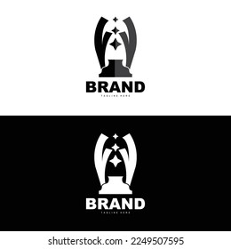 Trophy Logo Design, Award Winner Championship Trophy Vector, Success Brand
