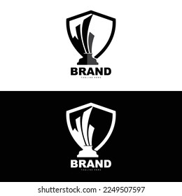 Trophy Logo Design, Award Winner Championship Trophy Vector, Success Brand