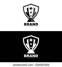 Diseño del logotipo del trofeo, Vector del trofeo del campeonato ganador del premio, marca de éxito
