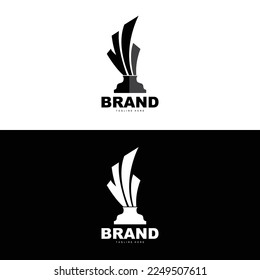 Trophy Logo Design, Award Winner Championship Trophy Vector, Success Brand