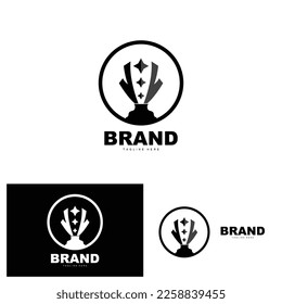 Trophy Logo Design, Award Winner Championship Trophy Vector, Success Brand