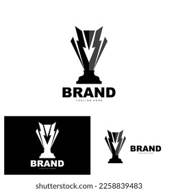 Trophy Logo Design, Award Winner Championship Trophy Vector, Success Brand