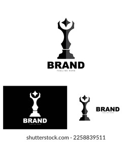 Trophy Logo Design, Award Winner Championship Trophy Vector, Success Brand