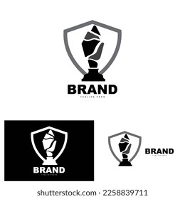 Trophy Logo Design, Award Winner Championship Trophy Vector, Success Brand