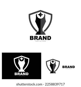 Trophy Logo Design, Award Winner Championship Trophy Vector, Success Brand
