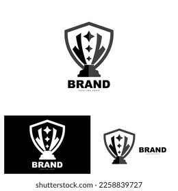 Trophy Logo Design, Award Winner Championship Trophy Vector, Success Brand