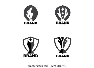 Trophy Logo Design, Award Winner Championship Trophy Vector, Success Brand