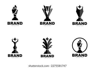 Trophy Logo Design, Award Winner Championship Trophy Vector, Success Brand