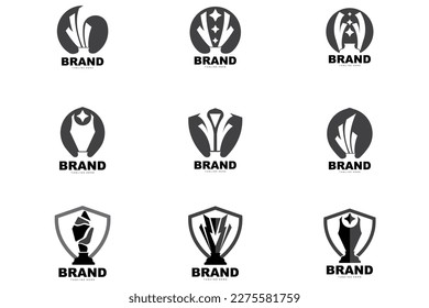 Trophy Logo Design, Award Winner Championship Trophy Vector, Success Brand