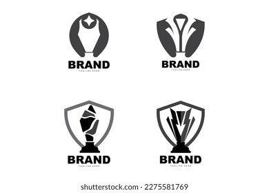 Trophy Logo Design, Award Winner Championship Trophy Vector, Success Brand