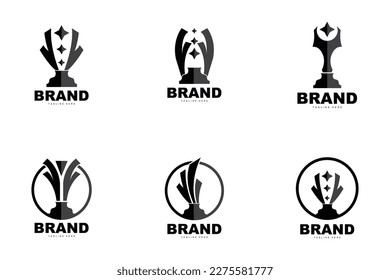 Diseño del logotipo del trofeo, Vector del trofeo del campeonato ganador del premio, marca de éxito