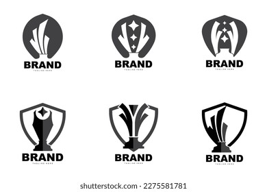 Diseño del logotipo del trofeo, Vector del trofeo del campeonato ganador del premio, marca de éxito