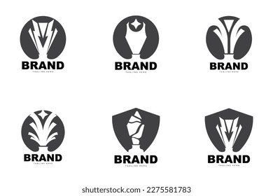 Trophy Logo Design, Award Winner Championship Trophy Vector, Success Brand