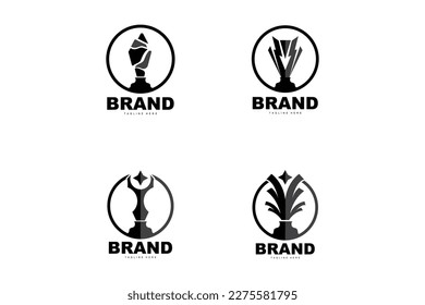 Trophy Logo Design, Award Winner Championship Trophy Vector, Success Brand