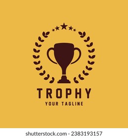 Trophy Logo Design, Award Winner Championship Trophy Vector, Success Brand