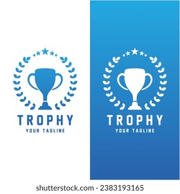 Trophy Logo Design, Award Winner Championship Trophy Vector, Success Brand