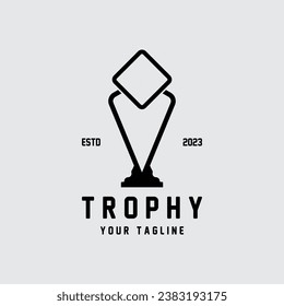 Trophy Logo Design, Award Winner Championship Trophy Vector, Success Brand