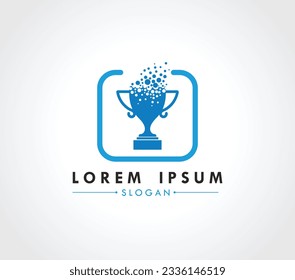 Trophy logo design dispersing concept. Vector Illustrator