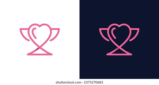 Trophy logo design template with heart design graphic vector illustration. Symbol, icon, creative.