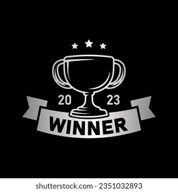 Trophy logo design template. Winner of the year. Champions trophy logo icon. Vector and illustration.