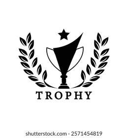 Trophy Logo, Design Vector Icon Template Illustration Cup Championship Tournament Winner Award