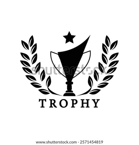 Trophy Logo, Design Vector Icon Template Illustration Cup Championship Tournament Winner Award