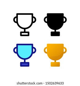 Trophy logo icon design in four style. Line, Solid, Flat Gradient and Color Line style