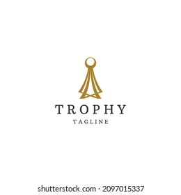 Trophy logo icon design template flat vector illustration