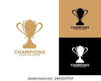 Trophy logo icon design template flat vector illustration, Award Winner logo design template