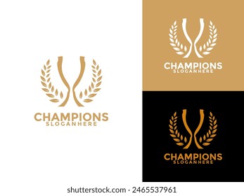 Trophy logo icon design template flat vector illustration, Award Winner logo design template