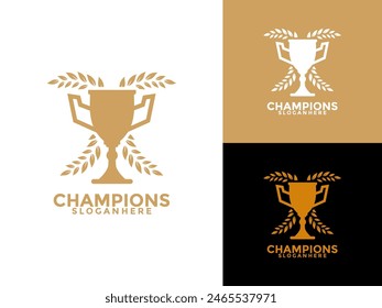 Trophy logo icon design template flat vector illustration, Award Winner logo design template